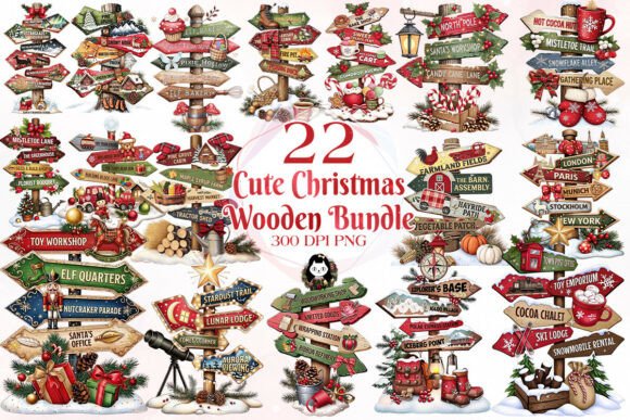 Download Whimsical Christmas Signpost Clipart - Christmas Collection