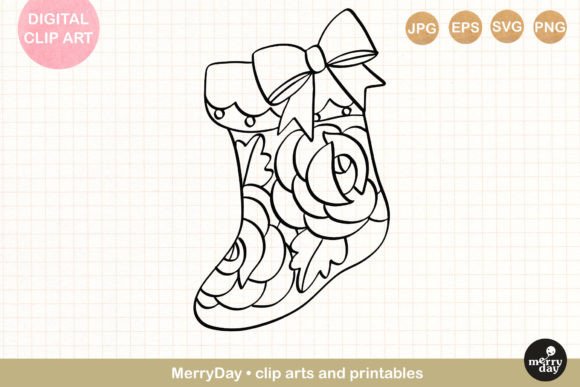Download Christmas Stocking Ornament Line Art - Christmas Collection