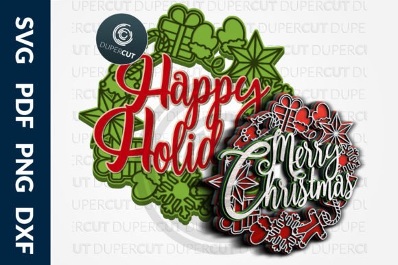 Download MERRY CHRISTMAS HOLIDAY WREATH - SVG / D - Christmas Collection