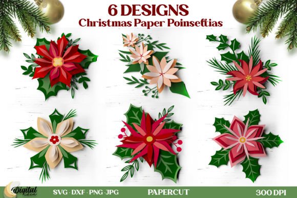 Download 3D Christmas Paper Poinsettia Bundle - Christmas Collection