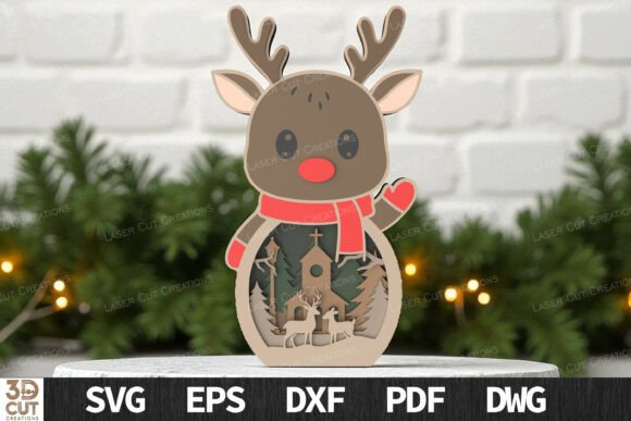 Download Layered Reindeer Christmas Decoration - Christmas Collection