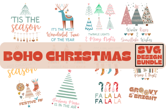 Download Boho Retro Christmas Bundle SVG PNG - Christmas bundle Collection