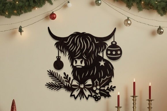 Download Laser Cut Christmas Highland Cow SVG - Christmas Collection