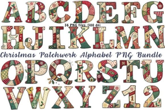 Download Christmas Patchwork Alphabet PNG Bundle - Christmas Collection