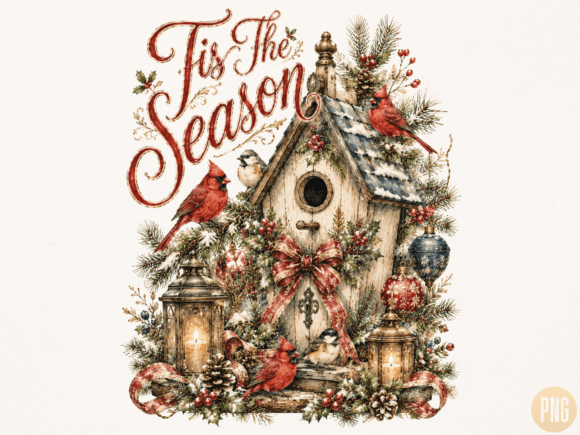 Download Tis the Season Christmas Birdhouse PNG - Christmas Collection