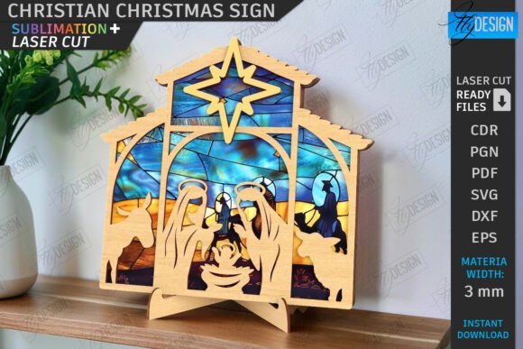 Download 3D Christian Christmas Sign Laser Cut - Christmas Collection