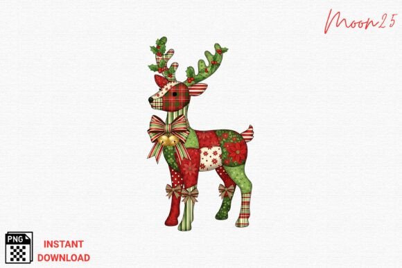 Download Patchwork Christmas Reindeer PNG - Christmas Collection