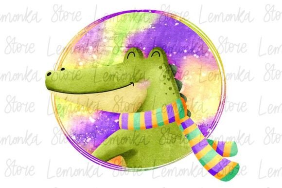 Download Mardi Gras Alligator PNG Round Ornament - Round ornament Collection