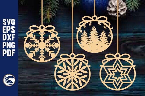 Download Set Modern Christmas Ball,ORNAMENTS Lase - Christmas Collection