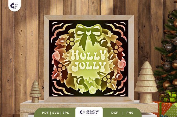 Download Retro Christmas Wreath 3D Shadow Box - Christmas Collection