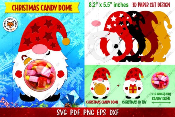 Download Gnome Candy Dome, 3D Christmas Ornament - Christmas Collection