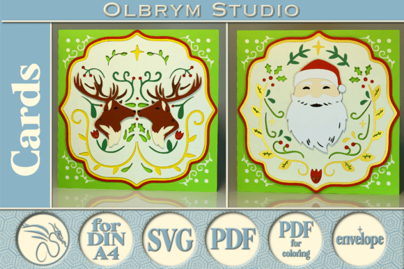 Download Christmas Deer and Santa Gift Card SVG - Christmas Collection