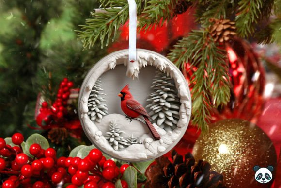 Download 3D Red Cardinal Christmas Ornament 5 - Christmas Collection