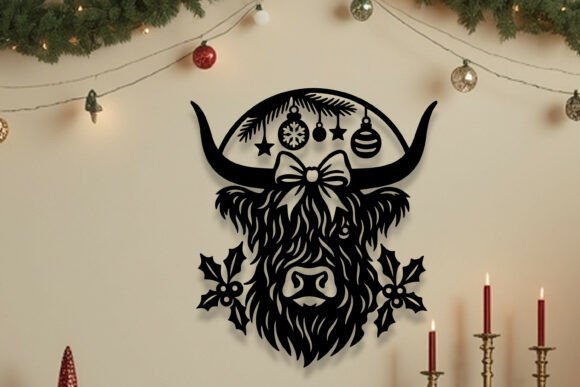 Download Laser Cut Christmas Highland Cow SVG - Christmas Collection