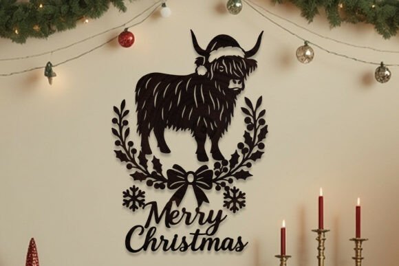 Download Laser Cut Christmas Highland Cow SVG - Christmas Collection