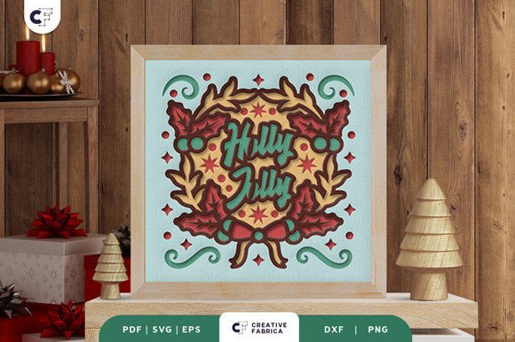 Download Holly Jolly Christmas Wreath 3D SVG - Christmas Collection