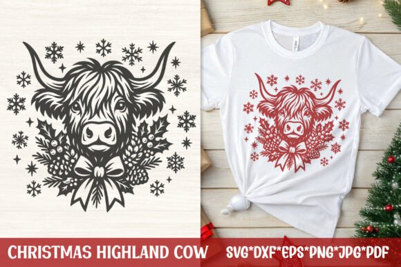 Download Christmas Highland Cow SVG Design - Christmas Collection