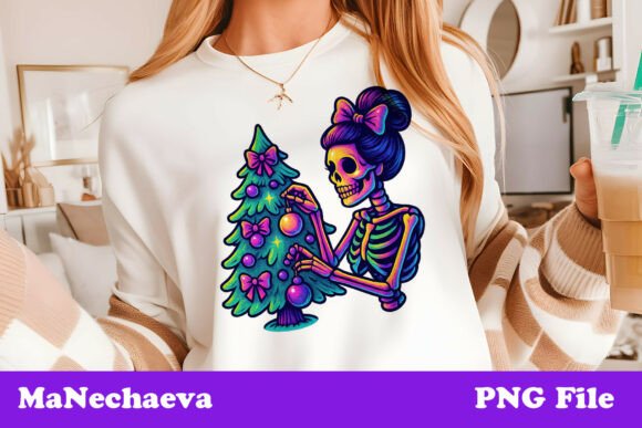 Download Trendy Neon Christmas Skeleton Girl - Christmas Collection