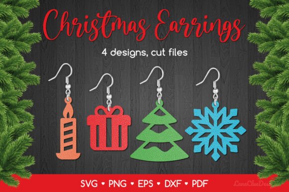 Download 4 Christmas Earrings SVG, Xmas Laser Cut - Christmas Collection