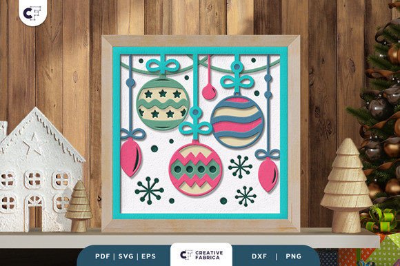 Download Christmas Hanging Baubles 3D Shadow Box - Christmas Collection
