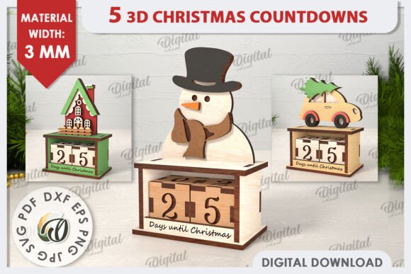 Download 3D Christmas Countdowns LaserCut Bundle - Christmas Collection