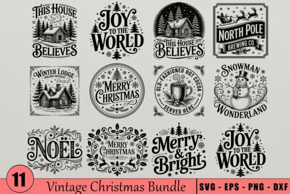 Download Vintage Christmas SVG Bundle - Christmas Collection