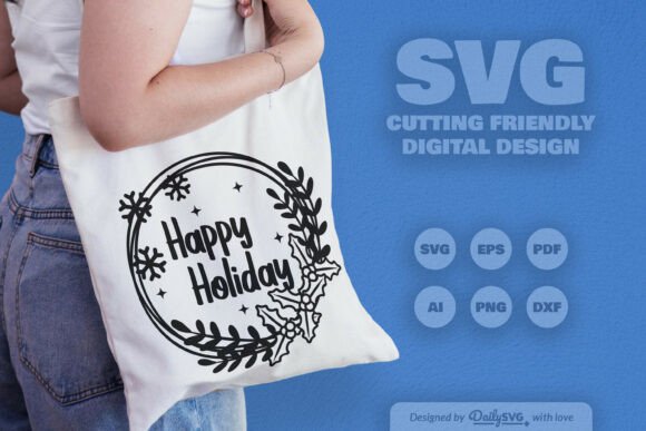 Download Happy Holiday Christmas Wreath SVG - Christmas Collection