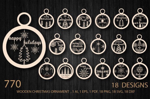 Download Christmas Wooden Ornament SVG Paper Cut - Christmas Collection