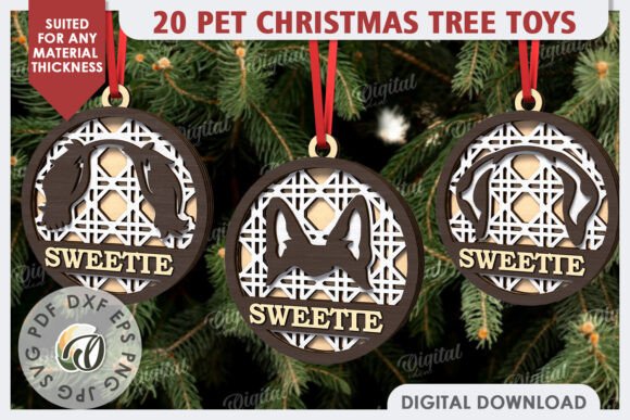 Download Pets Christmas Ornaments LaserCut Bundle - Christmas Collection