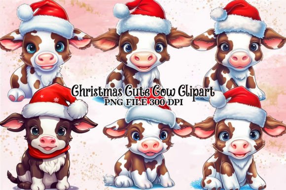 Download Cute Cow for Christmas Clipart Bundle - Christmas Collection