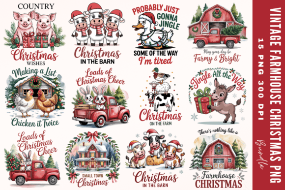 Download Vintage Farmhouse Christmas PNG Designs - Christmas Collection