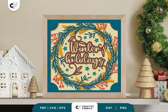 Download Christmas Red Berries Wreath 3D Papercut - Christmas Collection