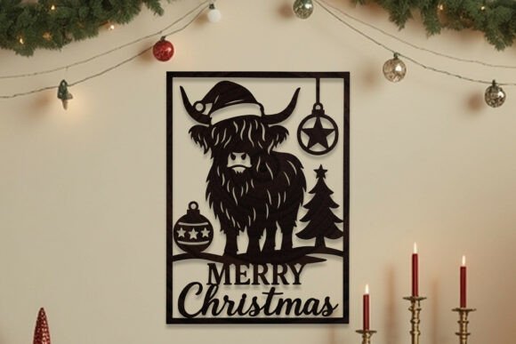 Download Laser Cut Christmas Highland Cow SVG - Christmas Collection