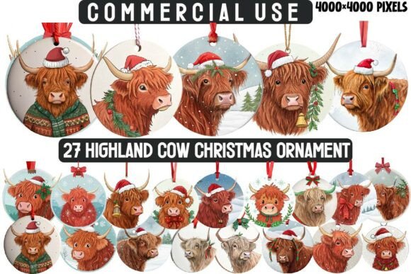 Download Highland Cow Christmas Ornament Bundle - Christmas Collection