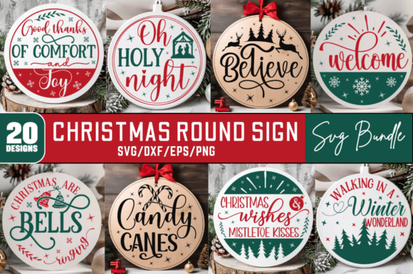 Download Christmas Round Sign SVG Design Bundle - Christmas Collection