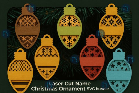 Download Laser Cut Name Christmas Ornament Bundle - Christmas Collection