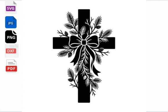 Download Christmas Cross SVG Pine Branches Bow - Christmas Collection