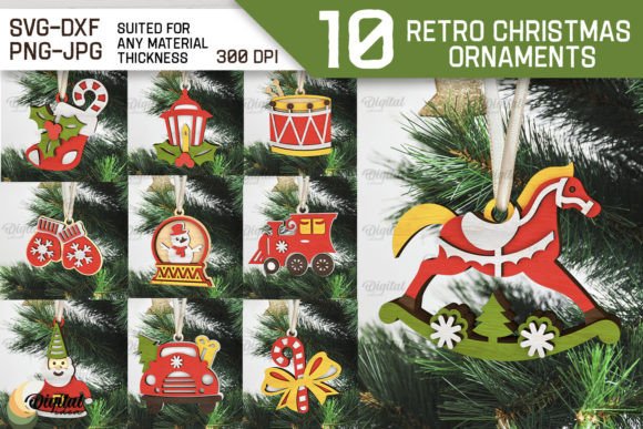 Download Retro Christmas Ornament LaserCut Bundle - Christmas Collection