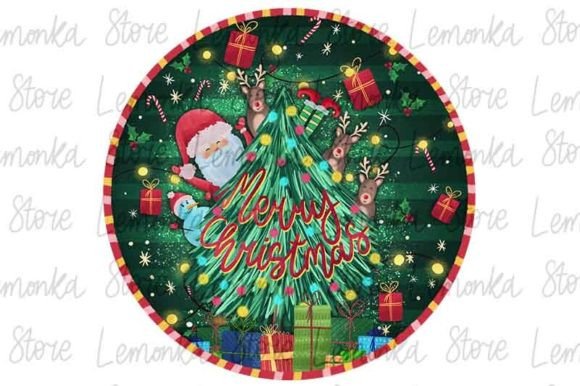 Download Merry Christmas Santa Round Ornament PNG - Round ornament Collection