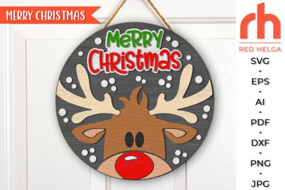 Download Merry Christmas SVG, Reindeer Door Sign - Christmas Collection