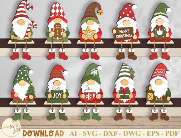 Download Christmas Gnome Shelf Sitter SVG Bundle - Christmas Collection