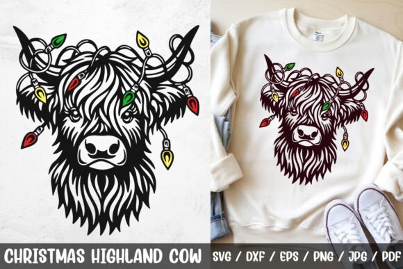 Download Christmas Highland Cow SVG Cut File - Christmas Collection