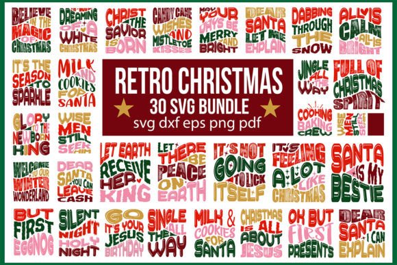 Download 30 SVG Retro Christmas Bundle, Holiday - Christmas bundle Collection