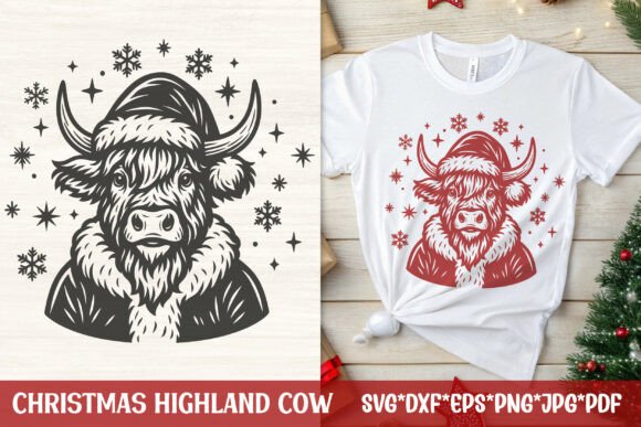 Download Christmas Highland Cow SVG Design - Christmas Collection