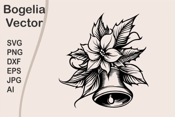 Download Christmas Bell with Poinsettia Svg - Christmas Collection