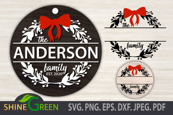 Download Christmas Floral Family Monogram Round - Christmas Collection