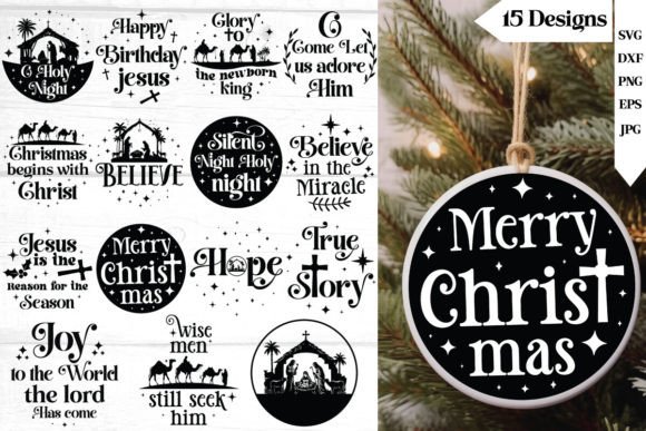 Download Nativity Christmas Round Ornaments Bundl - Round ornament Collection
