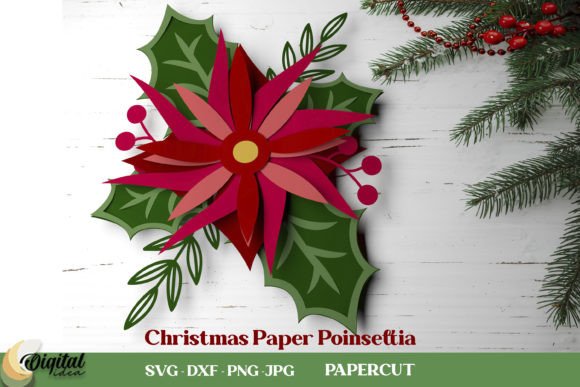 Download 3D Christmas Paper Poinsettia - Christmas Collection