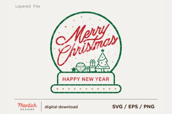 Download Cute Merry Christmas Snow Globe SVG PNG - Christmas Collection