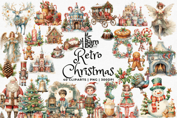 Download Watercolor Retro Christmas Bundle - Christmas bundle Collection